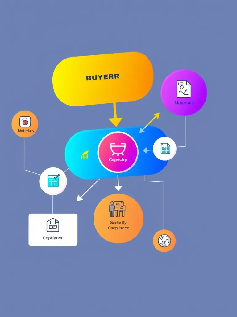 An infographic illustrating the FurnitureFactoryHub.com matching algorithm, showing how buyers are connected with the most suitable factories based on their specific needs and criteria.